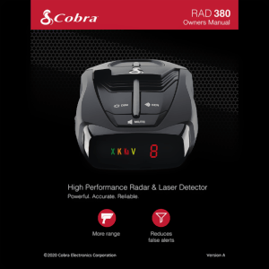 Cobra RAD 380 Radar/Laser Detector Owners Manual