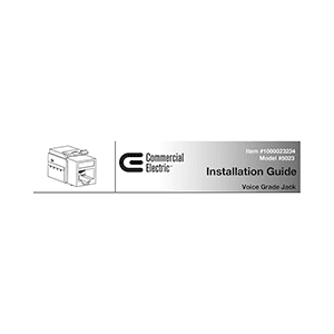 Commercial Electric # 5023 Voice Grade Jack # 1000023234 Installation Guide