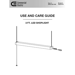 Commercial Electric # 54254141 Shop Light Use and Care Guide