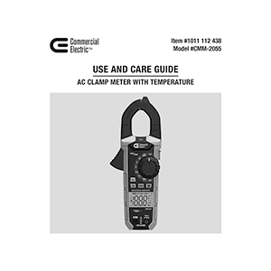 Commercial Electric # CMM-2055 Clamp Meter # 1011112438 Use and Care Guide
