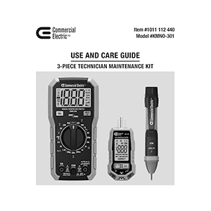 Commercial Electric # KMNO-301 Maintenance Kit # 1011112440 Use and Care Guide