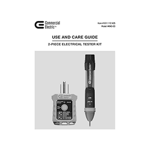 Commercial Electric # KNO-03 Receptacle Tester Kit # 329388178 Use and Care Guide