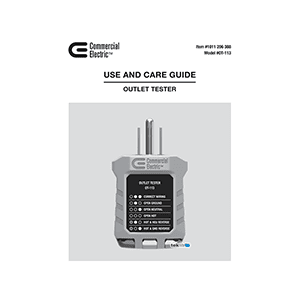 Commercial Electric # OT-113 Outlet Tester # 1011206388 Use and Care Guide