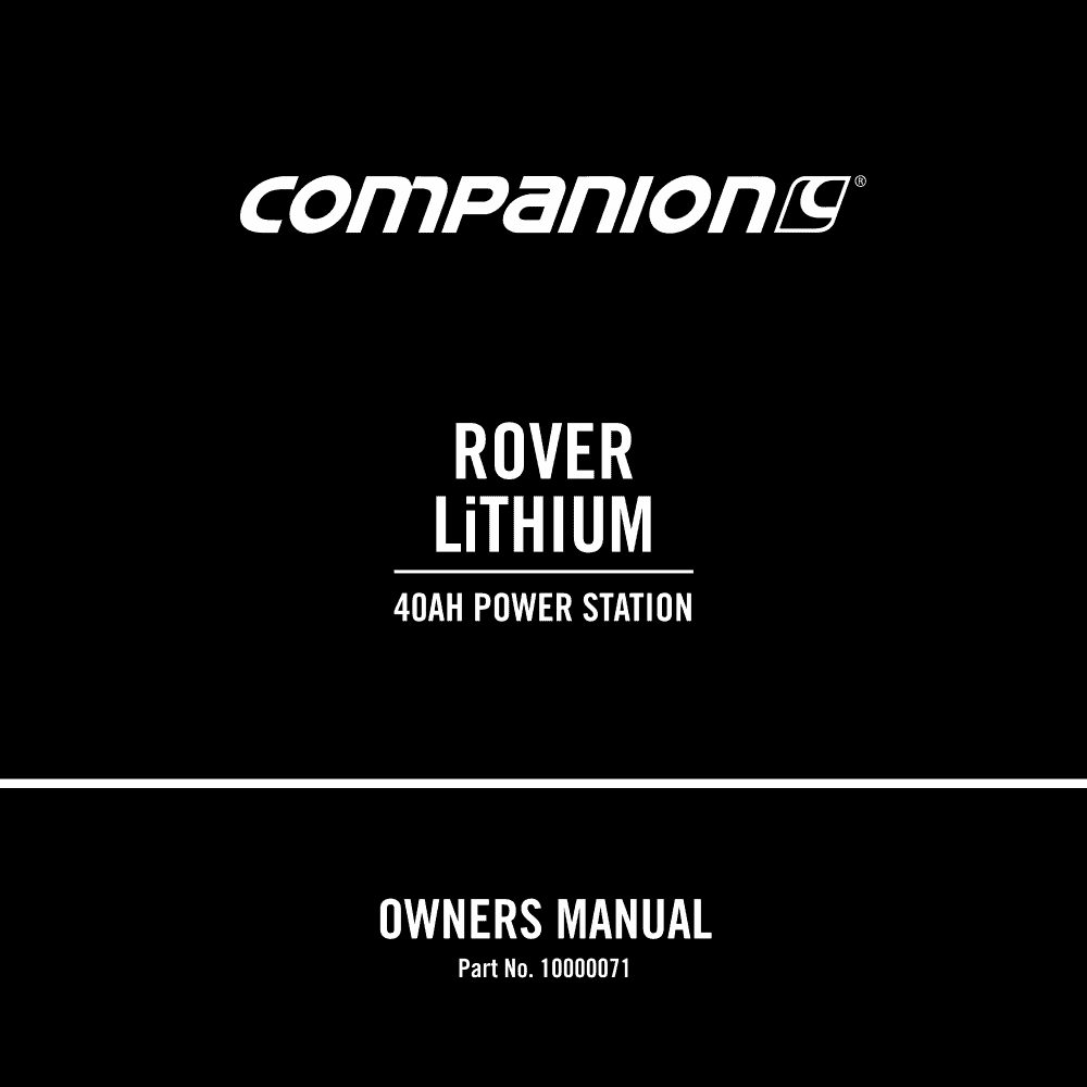 Companion Rover 40 Lithium-ion Power Station 10000071 Owner's Manual