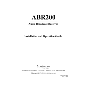 ComStream ABR200 Digital Audio Broadcast Receiver Installation / Operation Guide