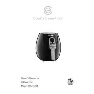 Cook's Essentials 3-quart Air Fryer CM15901 Owner's Manual