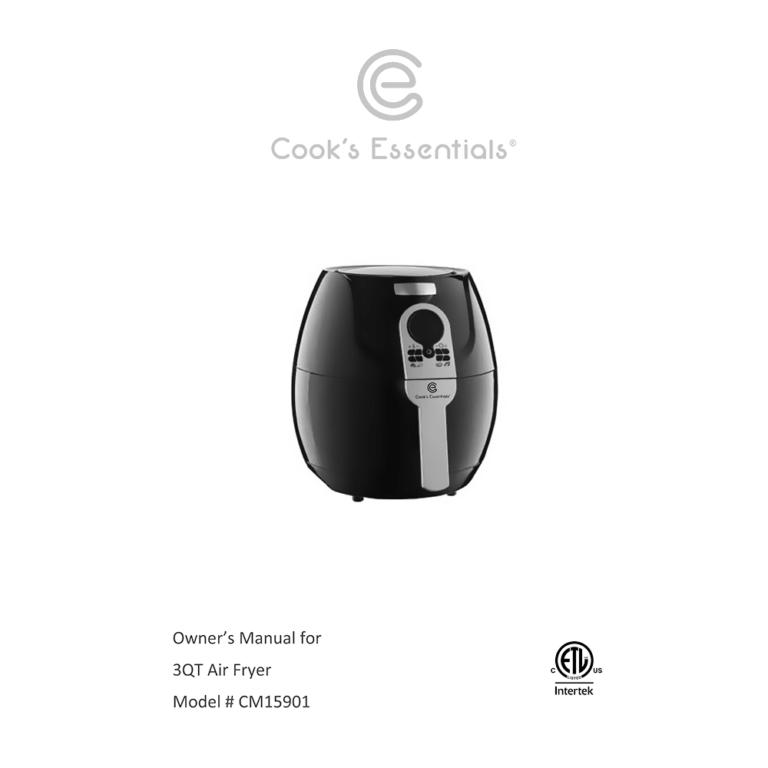 Cook's Essentials 3quart Air Fryer CM15901 User Manual
