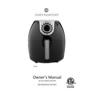 Cook's Essentials 5.3-quart Air Fryer CM1708 Owner's Manual