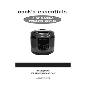 Cook's Essentials 5QT Pressure Cooker 99711 Instruction Manual