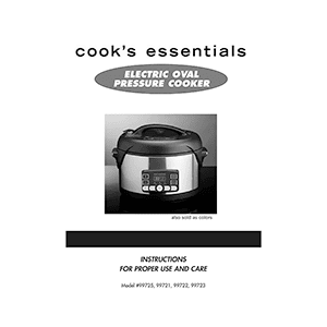 Cook's Essentials 5.2QT Electric Oval Pressure Cooker K29862 / 99725 Instruction Manual