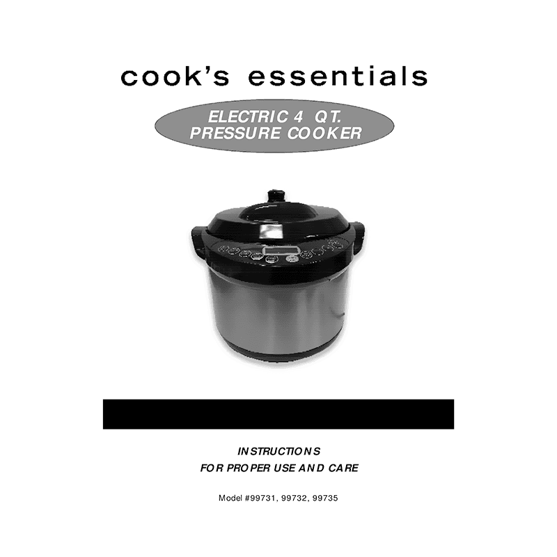 Cook's Essentials 4QT Pressure Cooker 99735 Instruction Manual