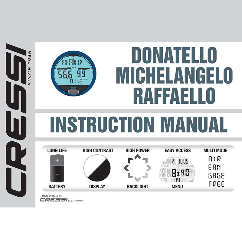 Cressi Michelangelo Dive Computer Instruction Manual