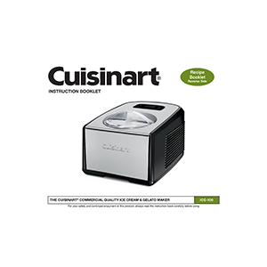 Cuisinart Ice Cream and Gelato Maker ICE-100 Instruction Booklet