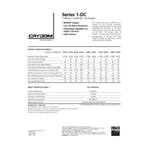 D5D10 Crydom 500Vdc 10A Output Relay Data Sheet