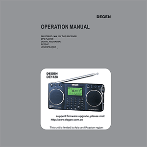 Degen DE1128 FM/MW/SW DSP Receiver Operation Manual