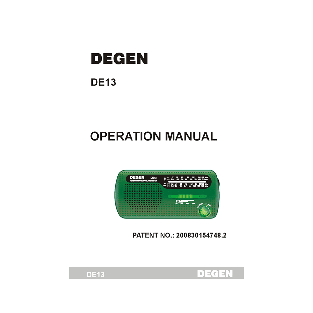 Degen DE13 FM/MW/SW World Receiver Operation Manual
