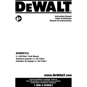 DeWALT DCMWP233 2x20V Push Mower Instruction Manual