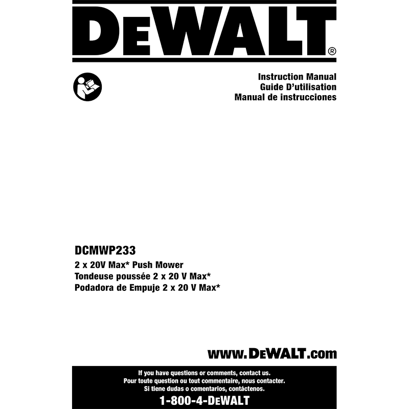 DeWALT DCMWP233 2x20V Push Mower Instruction Manual