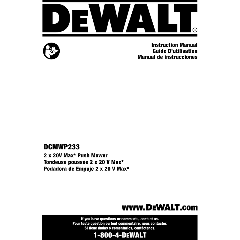 DeWALT DCMWP233 2x20V Push Mower User Manual