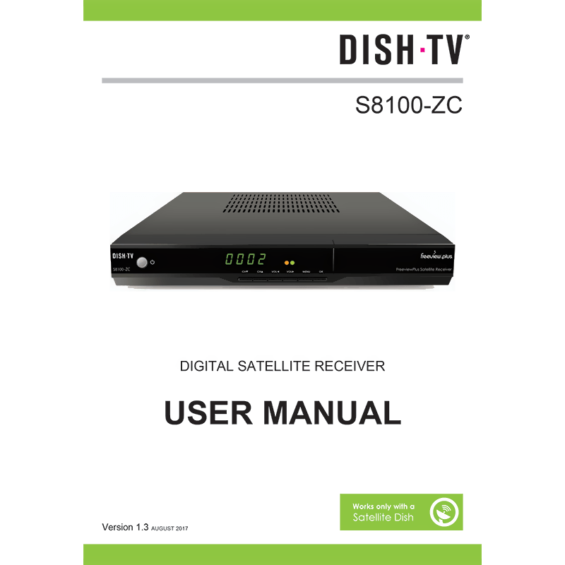 DishTV S8100-ZC FreeviewPlus Satellite Receiver User Manual