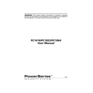 DSC PowerSeries PC1616 Security System v4.7 User Manual