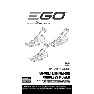 EGO Power+ LM2110-FC 21" Cordless Lawn Mower Operator's Manual