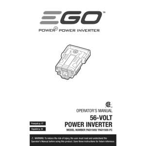 EGO PAD1500 Power+ Nexus Escape 150W Power Inverter Operator's Manual