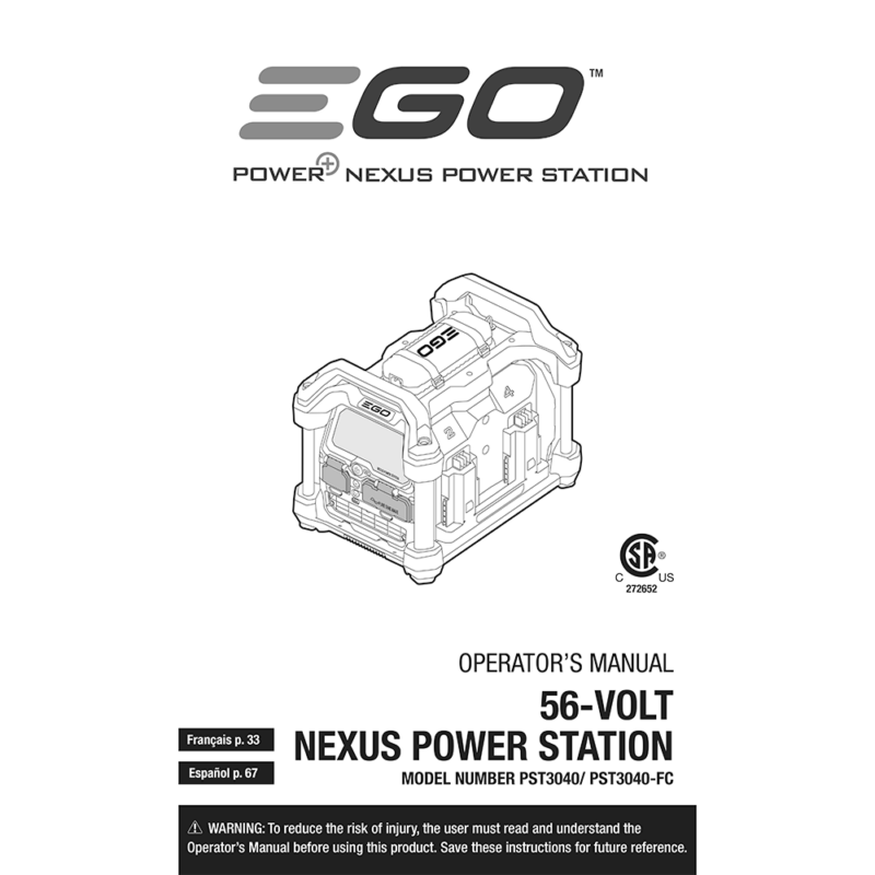 EGO Power+ PST3041 Nexus Portable Power Station Operator's Manual