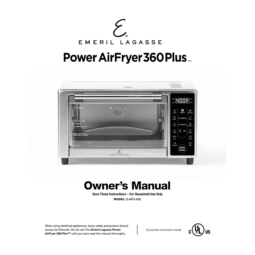Emeril Lagasse Power AirFryer 360 Plus Sâˆ™AFO-002 Owner's Manual