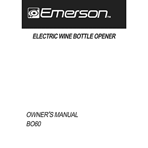 Emerson BO60 Electric Wine Bottle Opener Owner's Manual