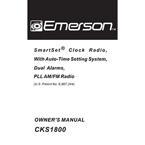 Emerson CKS1800 Alarm Clock Radio Owner's Manual