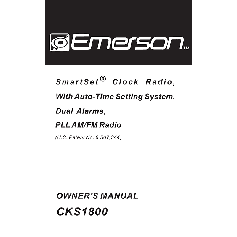 Emerson CKS1800 Alarm Clock Radio Owner's Manual