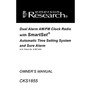 Emerson Research CKS1855 Alarm Clock Radio Owner's Manual