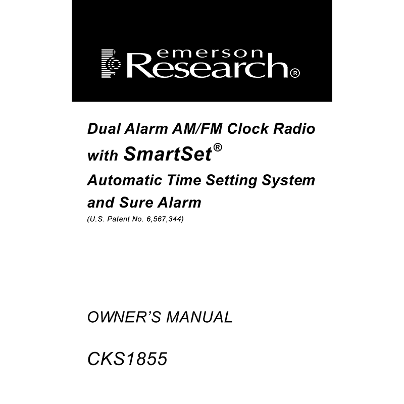 Emerson Research CKS1855 Alarm Clock Radio Owner's Manual