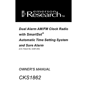 Emerson Research CKS1862 Alarm Clock Radio Owner's Manual