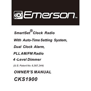 Emerson CKS1900 Alarm Clock Radio Owner's Manual