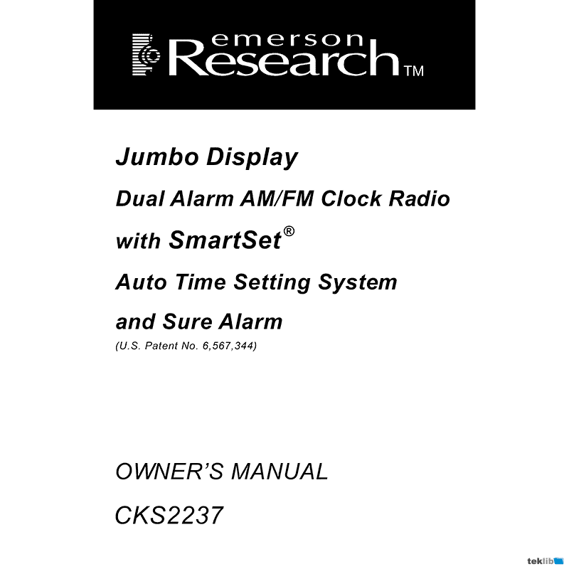Emerson Research CKS2237 Alarm Clock Radio Owner's Manual