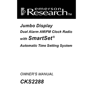 Emerson Research CKS2288 Alarm Clock Radio Owner's Manual