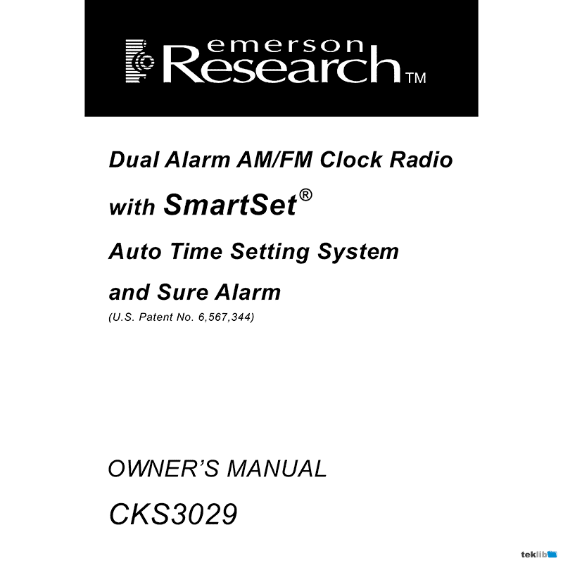 Emerson Research CKS3029 Alarm Clock Radio Owner's Manual