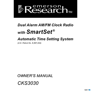 Emerson Research CKS3030 Alarm Clock Radio Owner's Manual