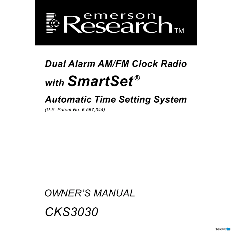 Emerson Research CKS3030 Alarm Clock Radio Owner's Manual