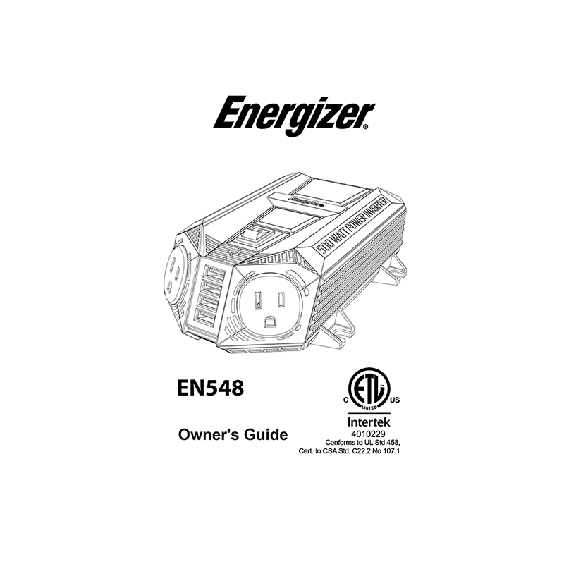Energizer EN548 Power Inverter Owner's Guide