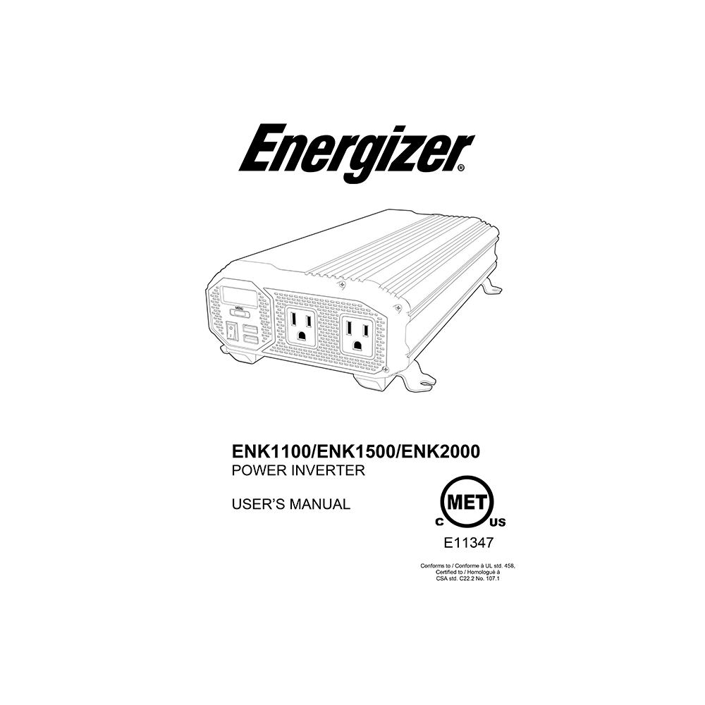 Energizer ENK1500 Power Inverter User's Manual