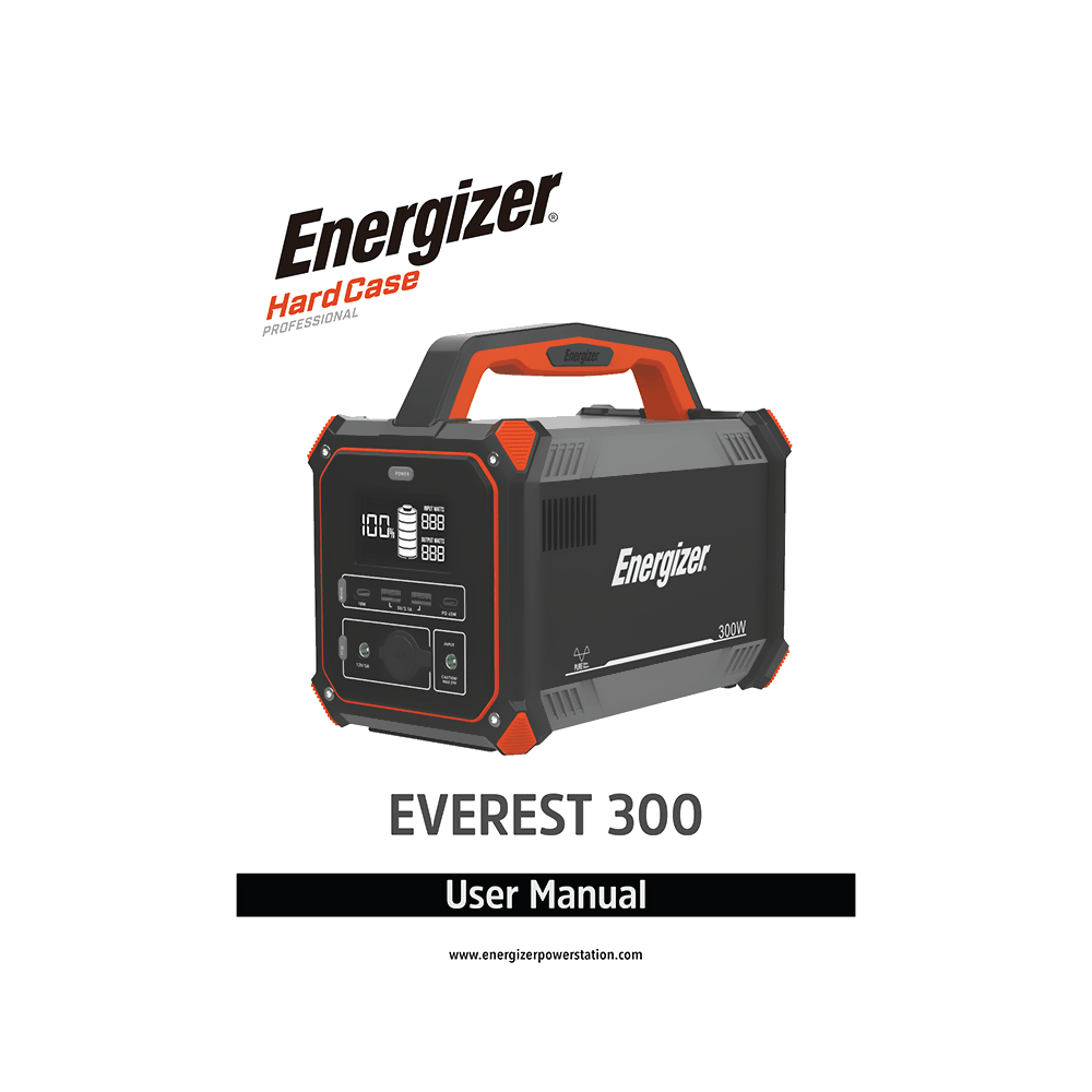 Energizer Everest 300 Portable Power Station 300W/289Wh User Manual