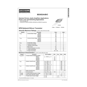 BDX53C Fairchild NPN Transistor Data Sheet