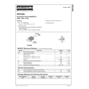 IRF640N Fairchild N-Channel Power MOSFET Data Sheet