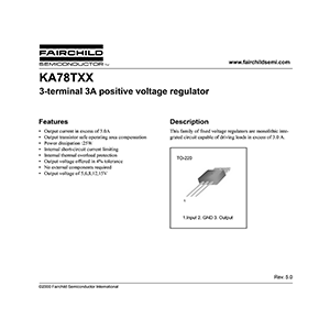 KA78T05 Fairchild 3-terminal 5V 3A Positive Voltage Regulator Data Sheet