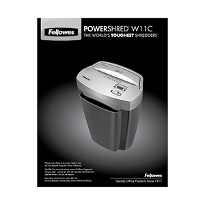 Fellowes Powershred W11C 11-sheet Cross-Cut Paper/Credit Card Shredder User Manual