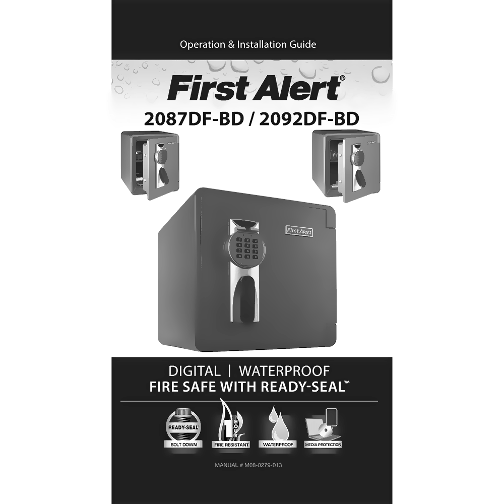 First Alert 2092DF-BD Waterproof and Fire-Resistant Bolt-Down Digital Safe Operation and Installation Guide
