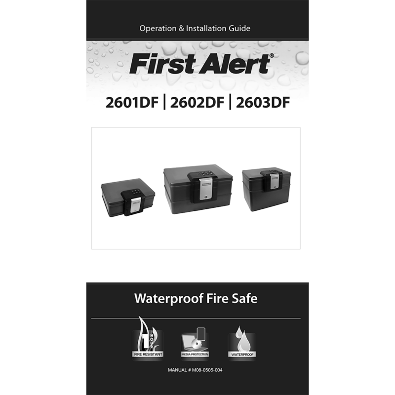 First Alert 2601DF Waterproof Fire Chest Operation and Installation Guide